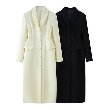 Fashionable Lapel Buttoned Flap Pocket Coat