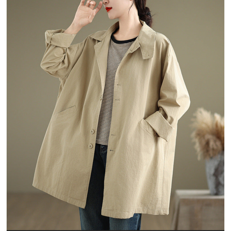 Casual Versatile Relaxed-fit Mid-length Trench Coat For Women