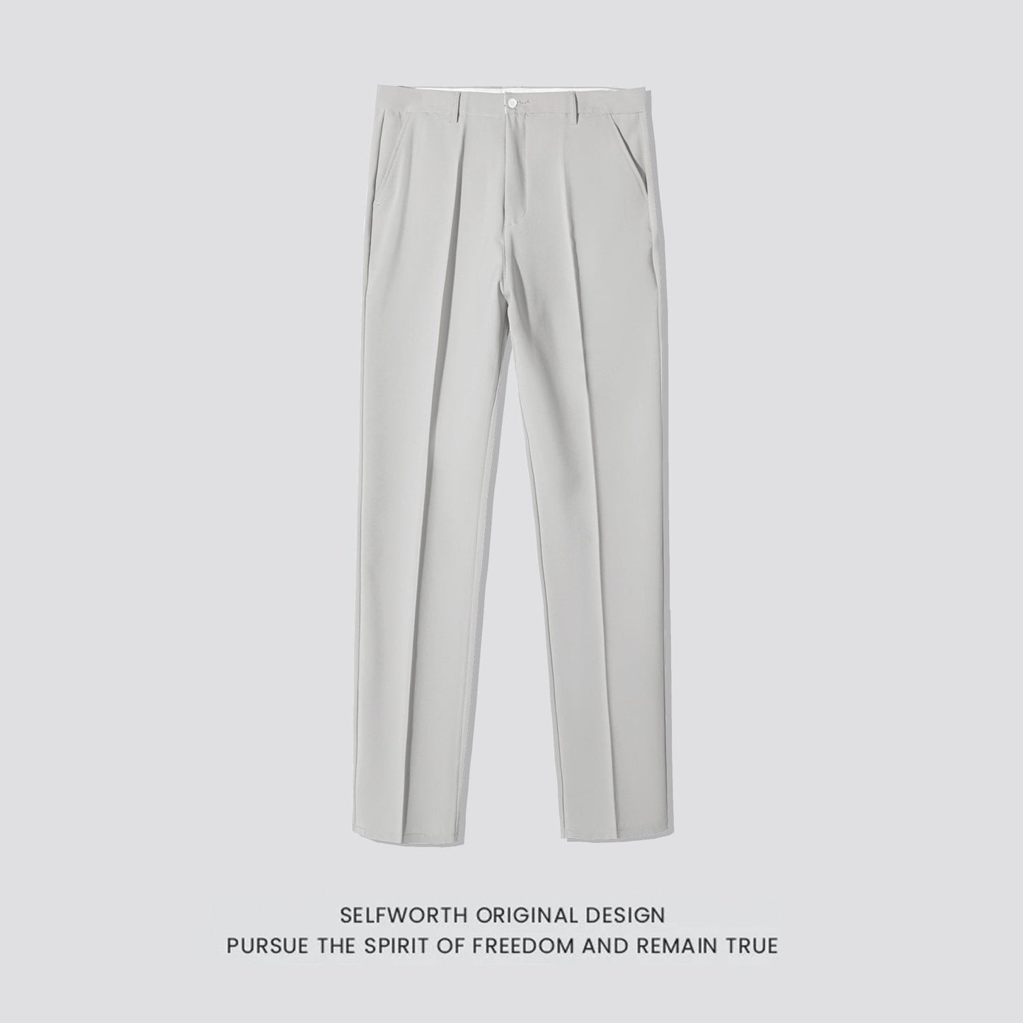 Mens Straight-leg Casual Pants Slim-fit Mature Style
