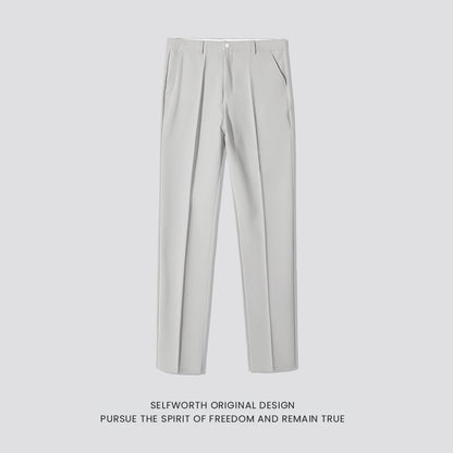 Mens Straight-leg Casual Pants Slim-fit Mature Style