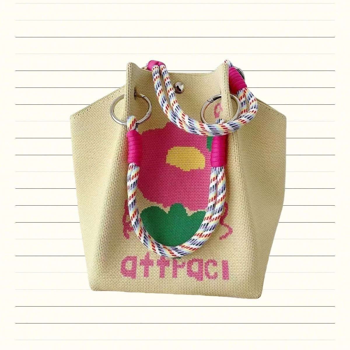Knitted Tote Bag Commuter-friendly Handbag Simple Style