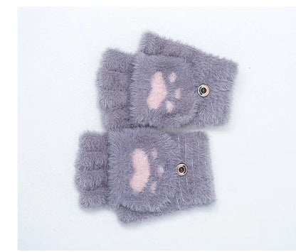 Half-finger Knitted Warm Cat-claw Gloves