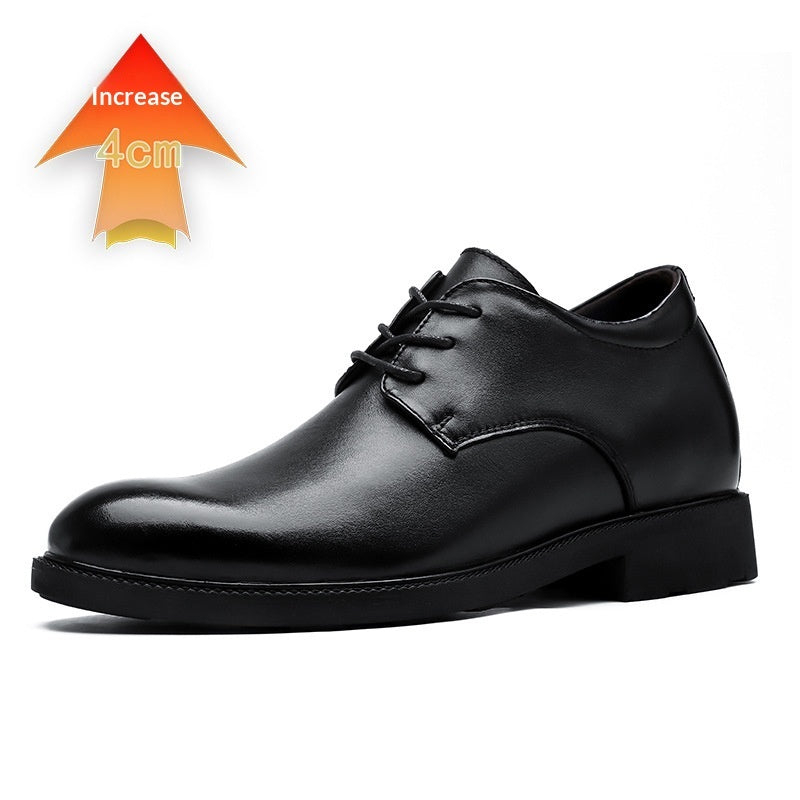 Mens Leather Dress Shoes With A Hidden Height-increasing Insole For Business Attire