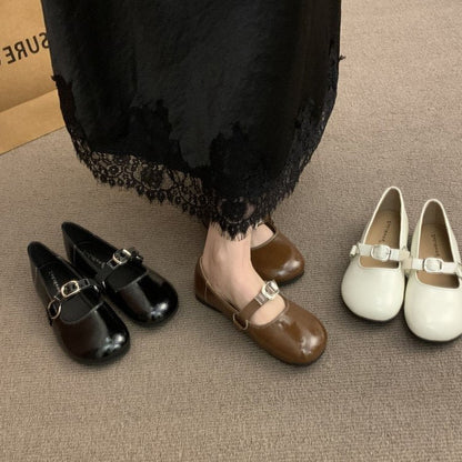 Shallow Mouth Mary Jane Women's Flat Sole Single Shoe French Retro Round Toe Soft Soled Shoe