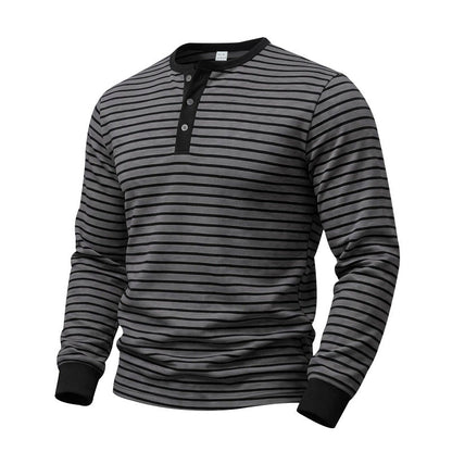 American-style Vintage Striped Long-sleeve Mens Top