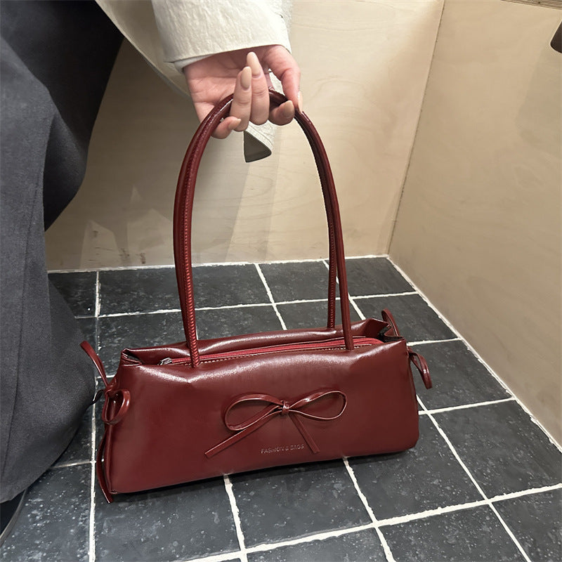 Casual And Stylish Large-capacity Shoulder Bag With A Bow Detail
