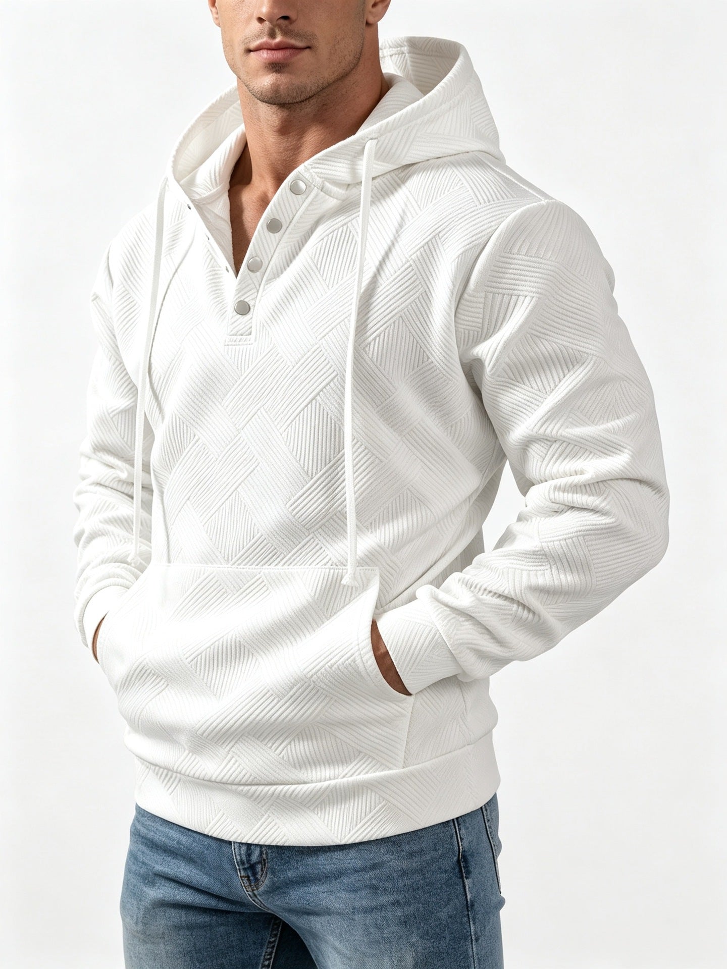Mens Retro Long-Sleeve Hoodie Top