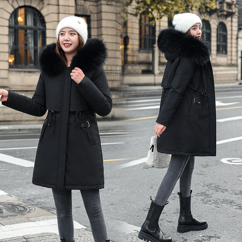 Womens Mid-length Padded Winter Parka Coat