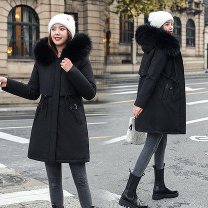 Womens Mid-length Padded Winter Parka Coat