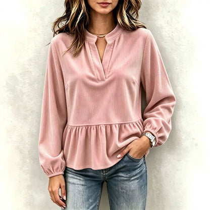 Casual Chic Corduroy Long-sleeve Top