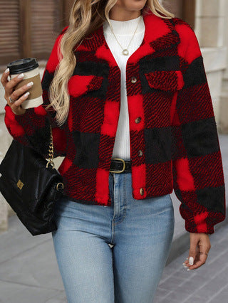 Plaid Double-sided Fleece Short Coat