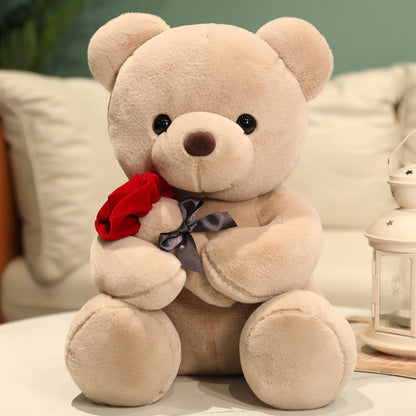 23-45cm New Lovely Hug Roses Teddy Bear Plush Pillow Stuffed Soft Animal Dolls Nice Birthday Gift Girlfriend Valentine's Day