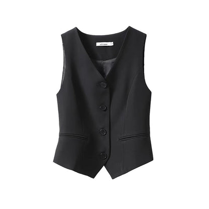 Womens Solid-color Versatile Blazer Vest