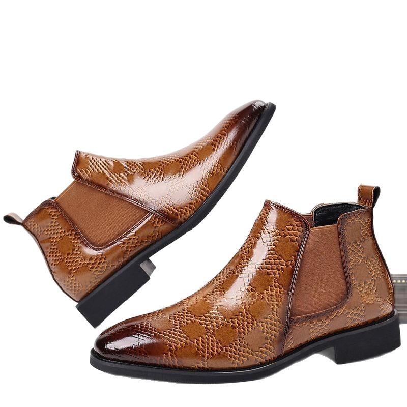 Mens British-style Pointed Leather Boots