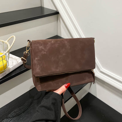 Urban Minimalist Envelope-Style Flap Saddle In PU Leather Crossbody Shoulder Bag