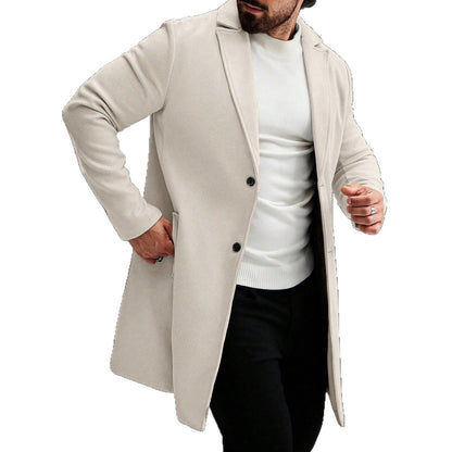 Solid-color Wool Mid-length Coat