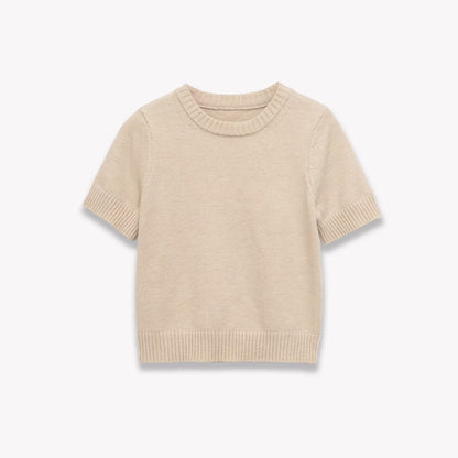 Womens Round-neck Simple Casual Knit Sweater