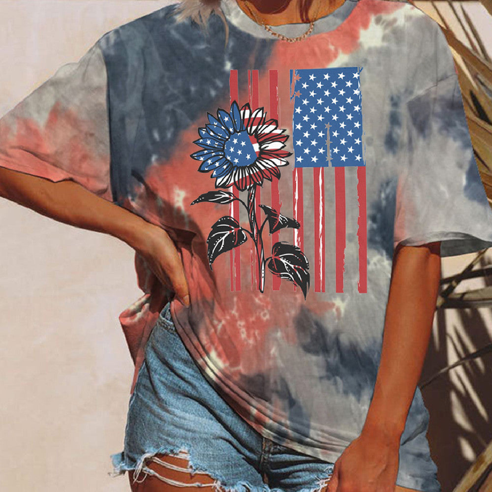 Women's Tie-dyed Printed Short Sleeve