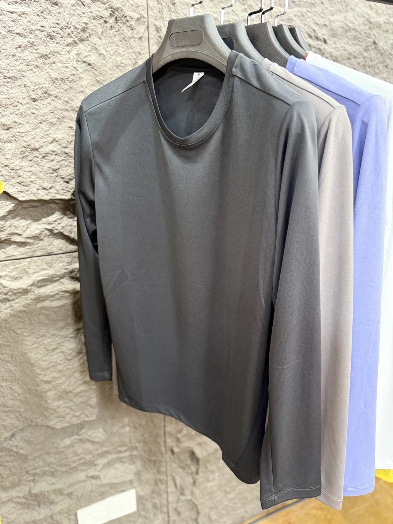 Lightweight Quick Dry Long Sleeve Crew Neck Shirts For Men, Breathable Athletic Tee For Fitness, Running, Travel, Hiking, Casual Daily Spring & Autumn Outfit