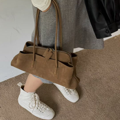 New Winter Korean-style Niche First-layer Cowhide Leather Casual Commuter Bag For Women