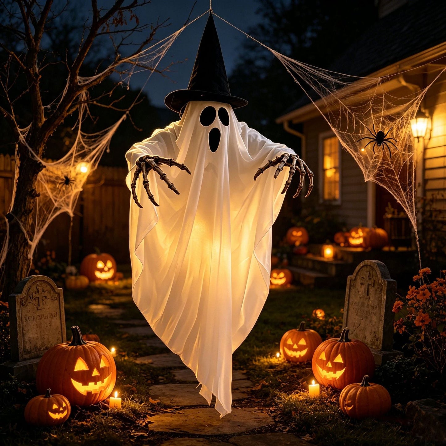 Halloween Ghost Skull Glowing Wizard Hat Halloween Decorations