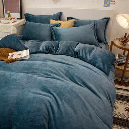 Four-piece Double-sided Fleece Duvet Cover Yellow