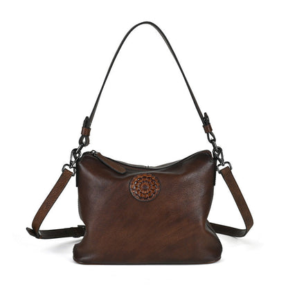 Vintage Womens Full-grain Leather Crossbody Bag