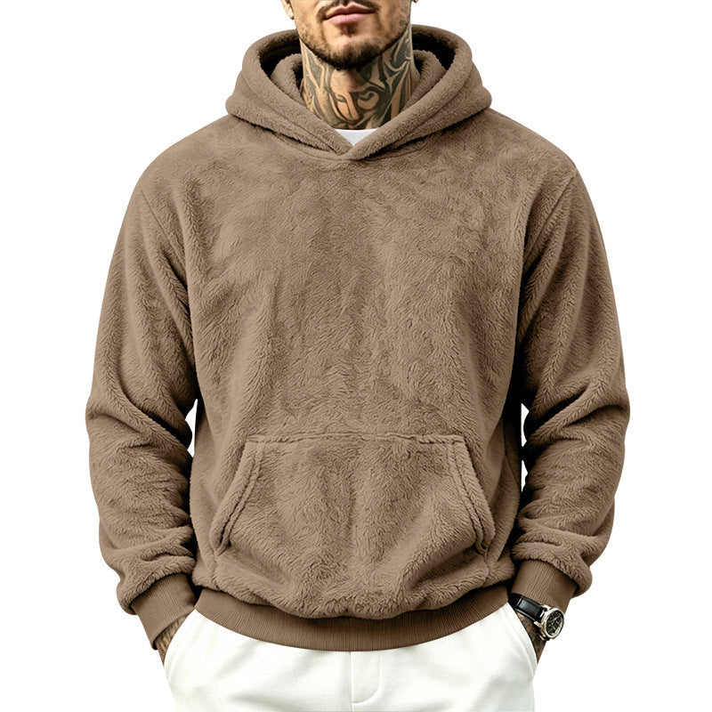 Mens Loose-Fitting Versatile Plush Hoodie
