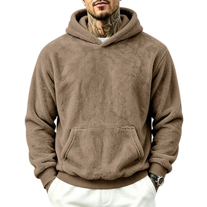 Mens Loose-Fitting Versatile Plush Hoodie