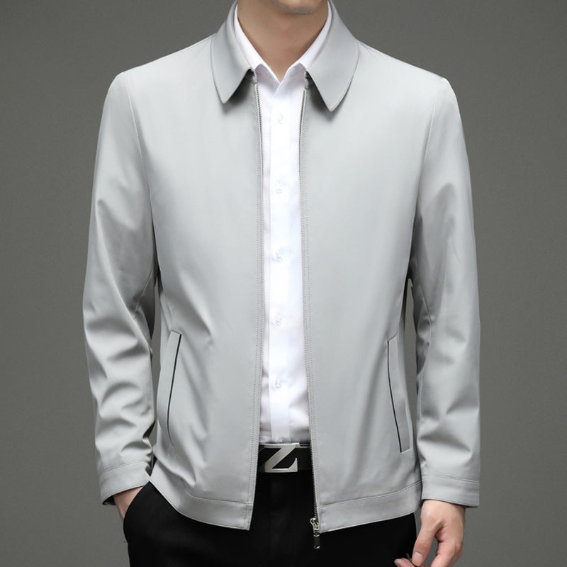 Men's Business-Casual Solid-Color Zip-Up Jacket