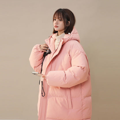 Womens Loose-fitting Solid-color Versatile Cotton Coat