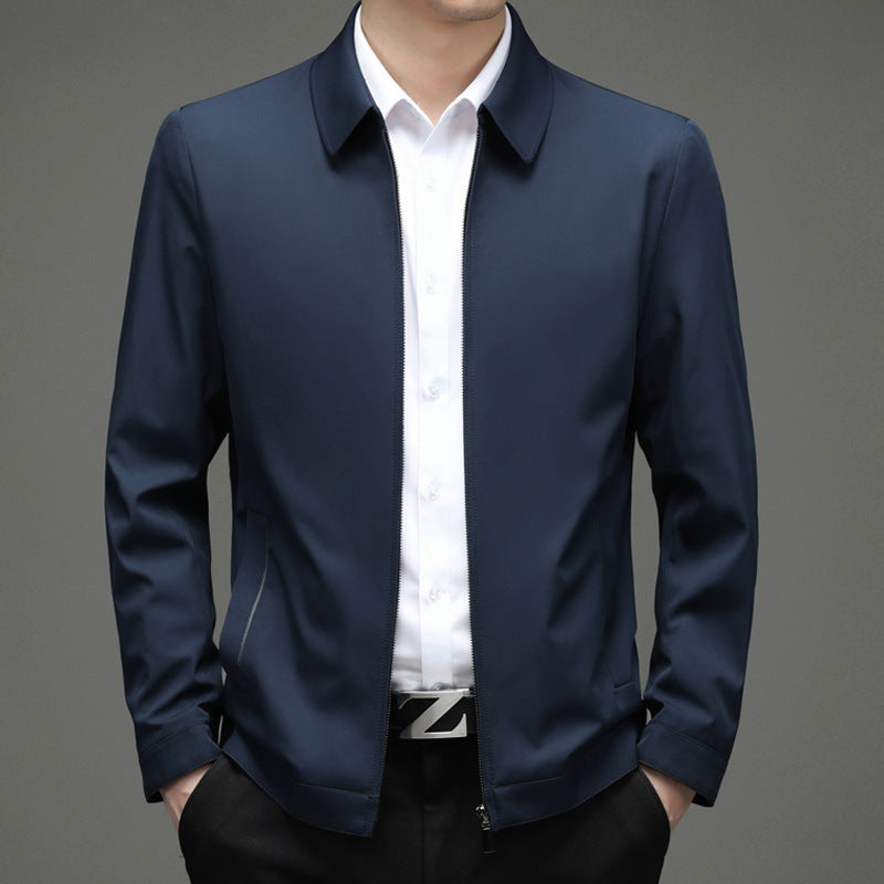 Men's Business-Casual Solid-Color Zip-Up Jacket