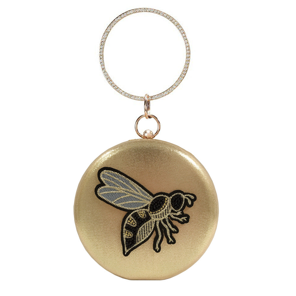 Flat Box Embroidered Beaded Bee Clutch Party Bag