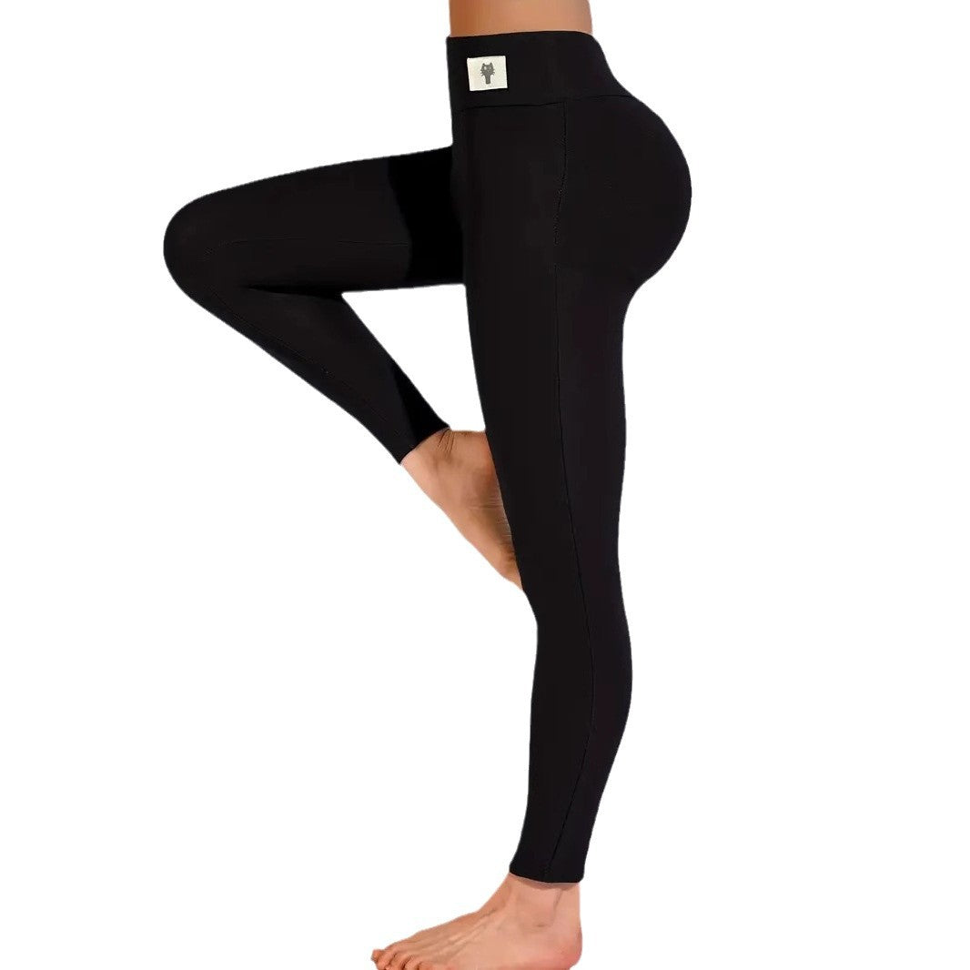 Womens High-Waisted Embroidered Cat Fleece-Lined Leggings