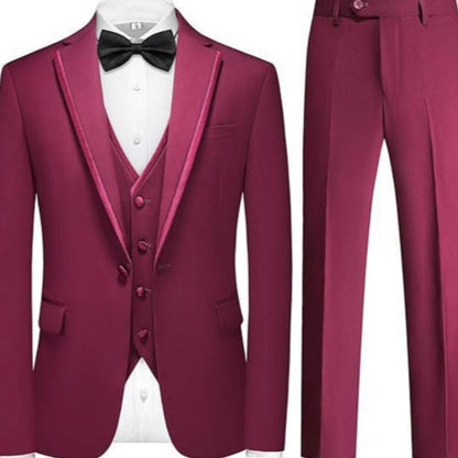 Men's Suit Set Green Fruit Collar Stage Suit Dress Host Performance Bridegroom Best Man Three-piece Suit