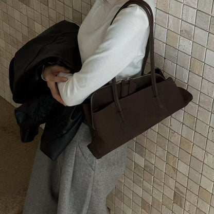 New Winter Korean-style Niche First-layer Cowhide Leather Casual Commuter Bag For Women