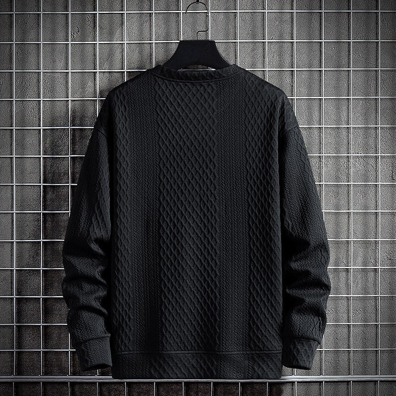 Mens Loose-Fit Casual Crew-Neck Pullover Bottoming Shirt
