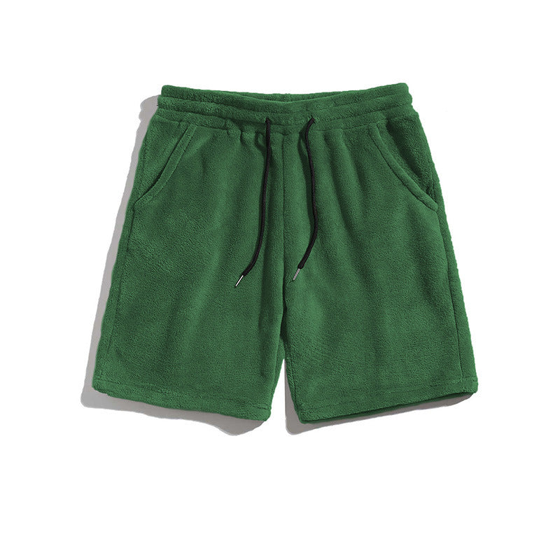 Mens SpringAutumn Coral-Fleece Sports-Style Casual Plus-Size Shorts