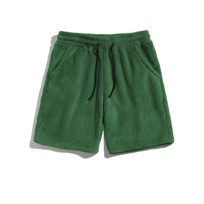 Mens SpringAutumn Coral-Fleece Sports-Style Casual Plus-Size Shorts