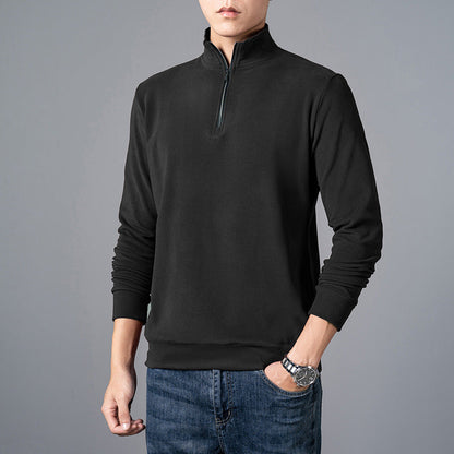 Mens Sweater Trendy All Match Casual Long Sleeve T Shirt Lapel Base Layer