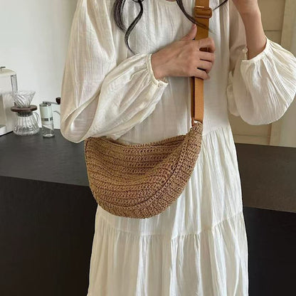 Handwoven Seaside Casual Getaway Relaxed Vibe Dumpling-style Woven Waist Bag