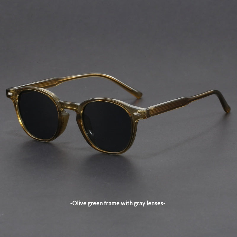 Small-face Green-frame Gradient Tea-colored Sunglasses Stylish Unisex Design With UV Protection
