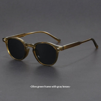 Small-face Green-frame Gradient Tea-colored Sunglasses Stylish Unisex Design With UV Protection
