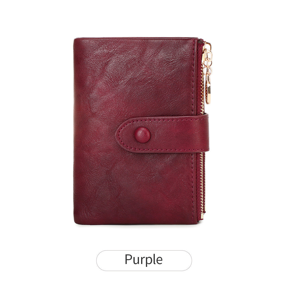 New Womens Retro Short Trifold Wallet With Dual Zippers And Multiple Card Slots