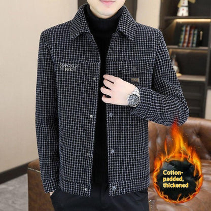 New Mens Fleece-lined Thickened Lapel Jacket
