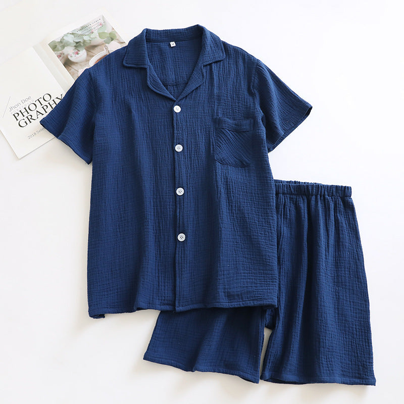 MUJI-style Japanese-heritage Crepe Short-sleeve Pajama Set With Shorts