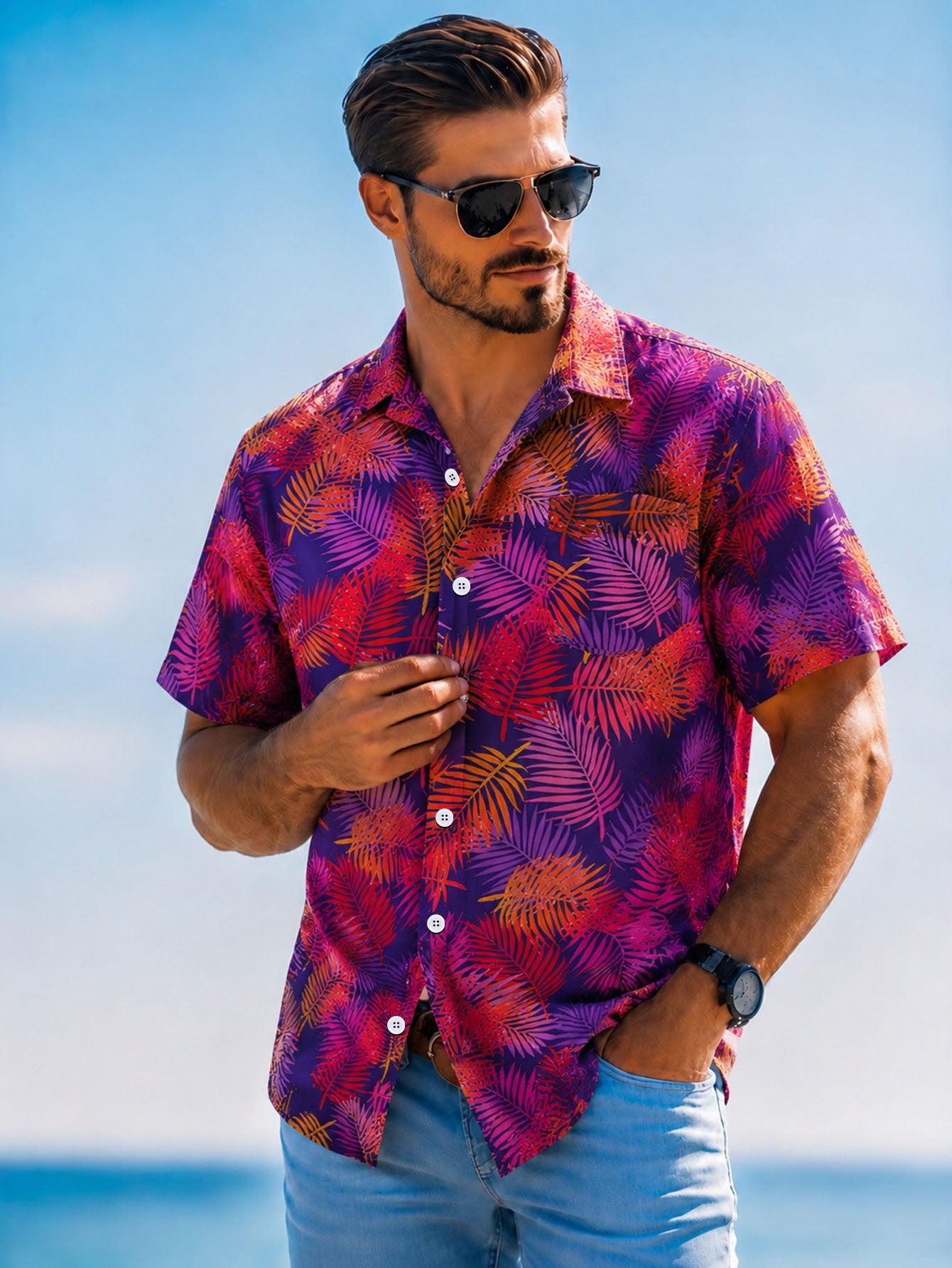 Men's Casual Hawaiian Shirt,Vibrant Prints Perfect For Holiday, Outdoor, And Parties