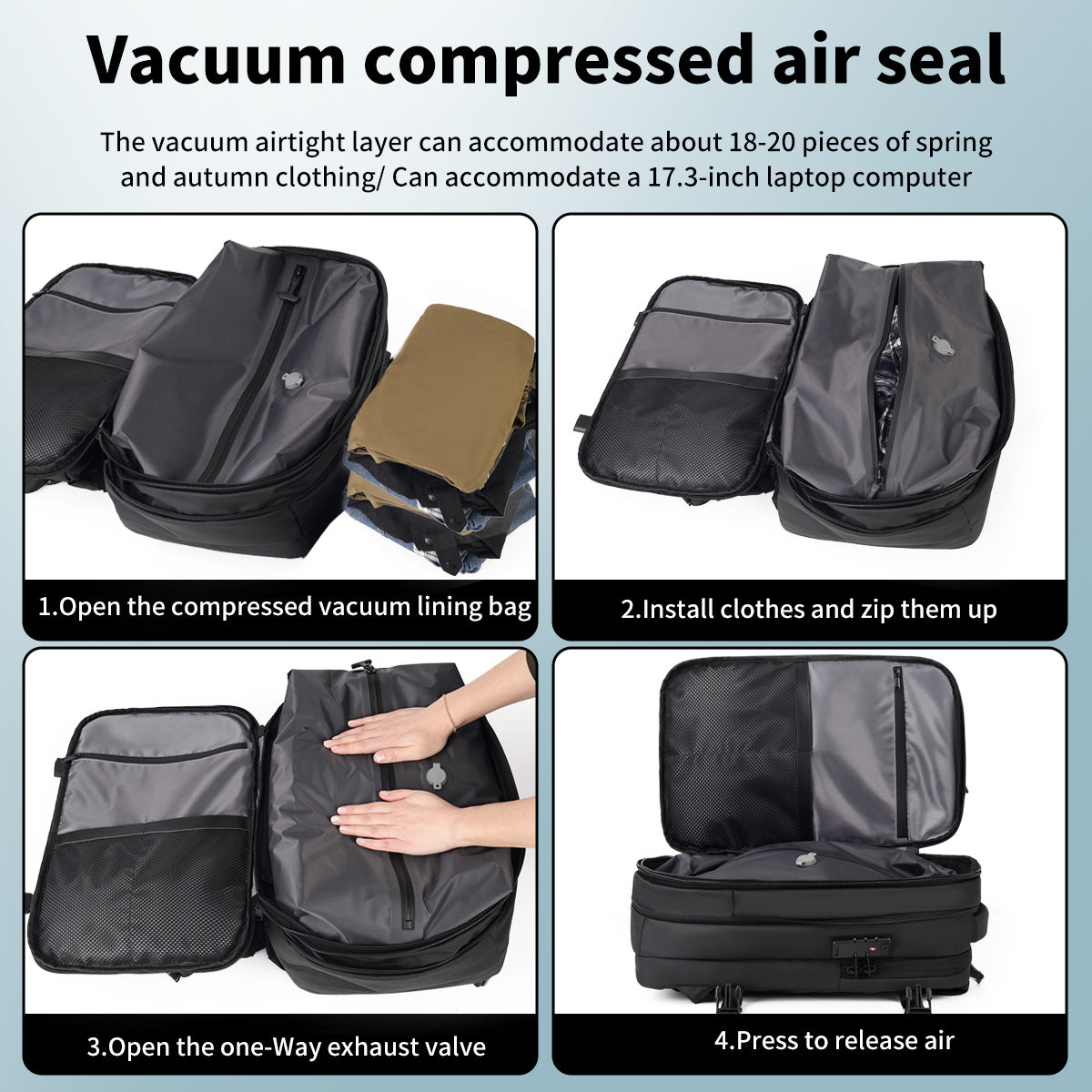 Large-capacity Compression Backpack With USB Charging For Short Trips And Travel