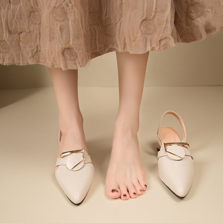 Closed Toe High Heel Sandals, New Summer Block Heel Korean Style Black Backless Women Shoes For Dresses