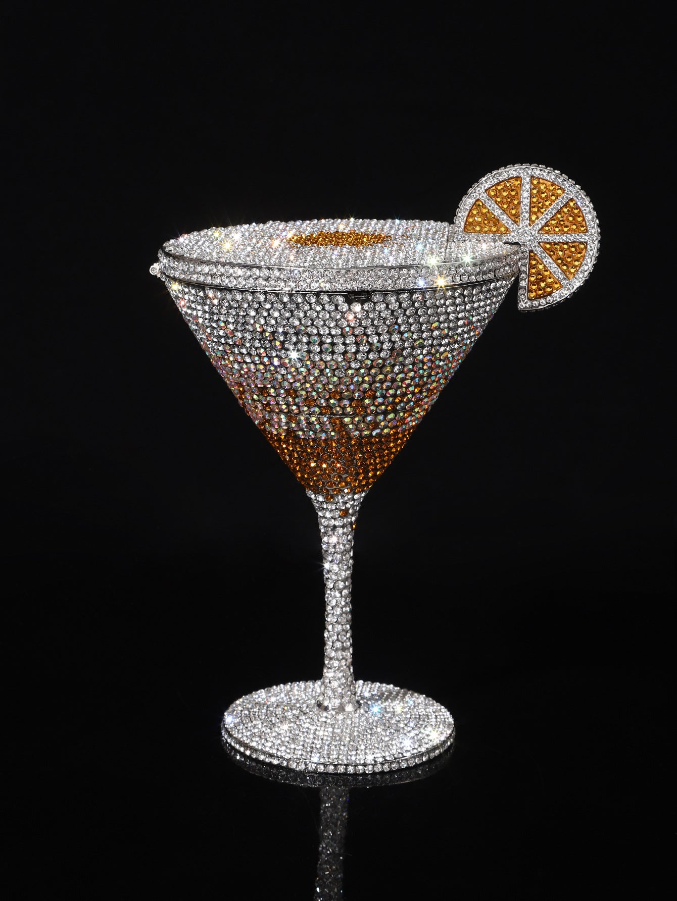 High-end Luxurious Heavy-Embroidered Shiny Champagne Bottle Rhinestone Evening Bag